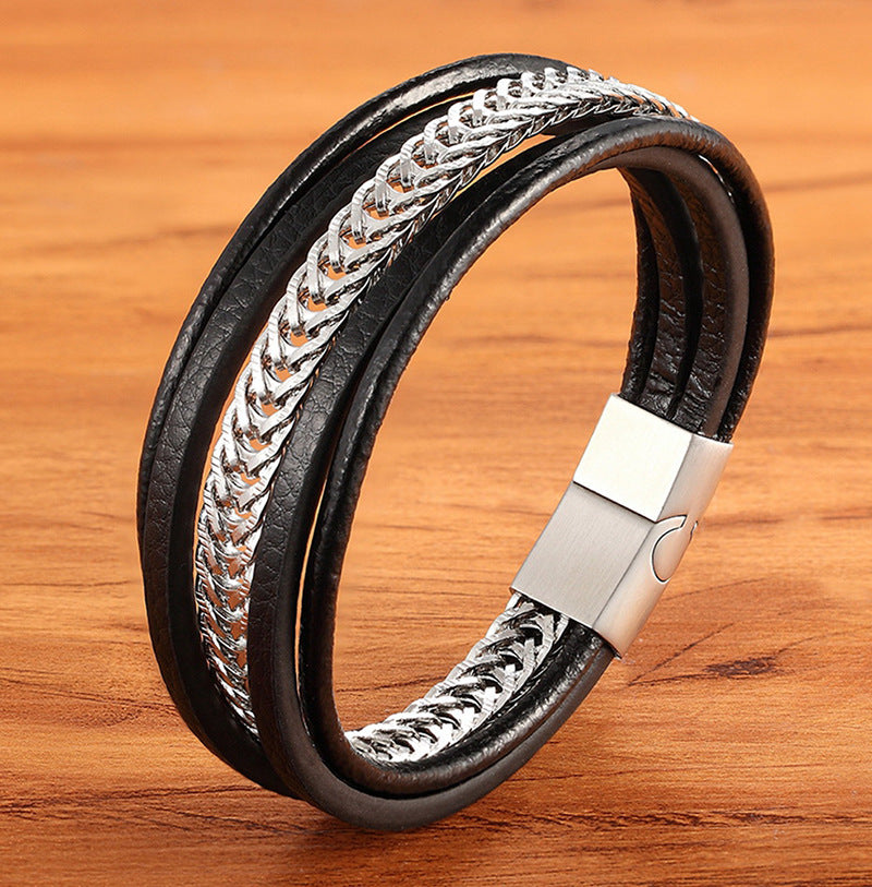 Men's Leather Bracelet Simple And Versatile Punk Bracelet For Men