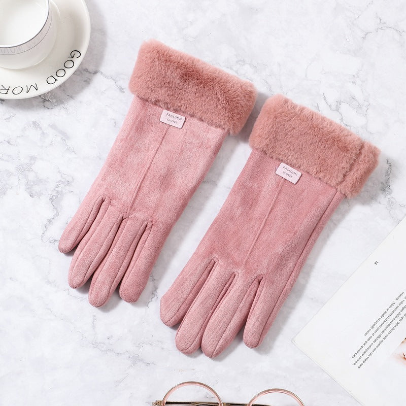 Winter Gloves Women Suede Classic Plus Velvet