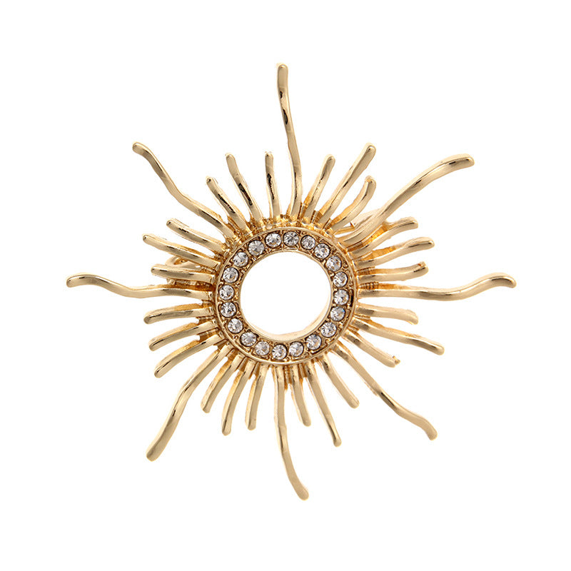 Broche de Sol de Cristal a la moda para mujer, Broches de girasol, alfileres, Brocha de Perla de Cristal, joyería Voor Vrouwen, triangulación de envíos