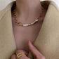 Metal Chain Clasp Pearl Necklace for Women