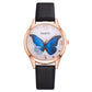 Gaiety-relojes de marca para mujer, relojes de mariposa con diamantes de imitación extraíbles de lujo, vestido de cuero para mujer, relojes de pulsera para mujer