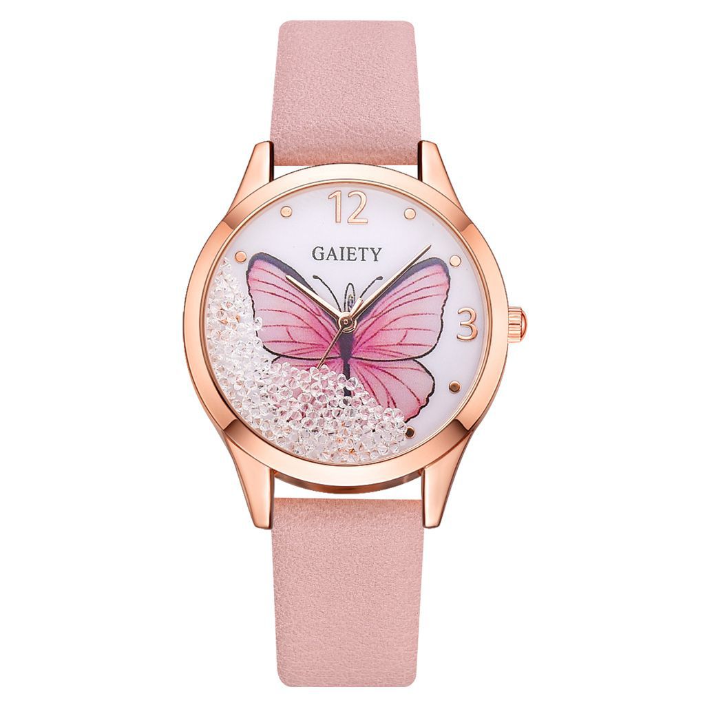 Gaiety Brand Woman Watches Luxury Removable Rhinestone Butterfly Watches Ladies Leather Dress Ladies Wrist Watches Female Clock