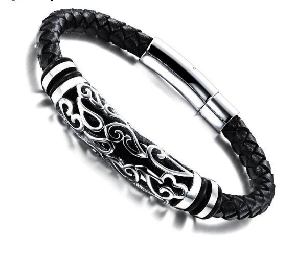 Black Multilayer Leather Bracelet For Men Bangle Jewelry2020