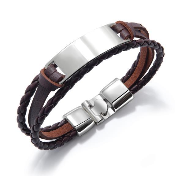 Black Multilayer Leather Bracelet For Men Bangle Jewelry2020