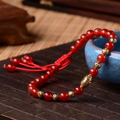 Pulsera valiente de oro y arena de Vietnam, joyería de obsidiana para hombres y mujeres