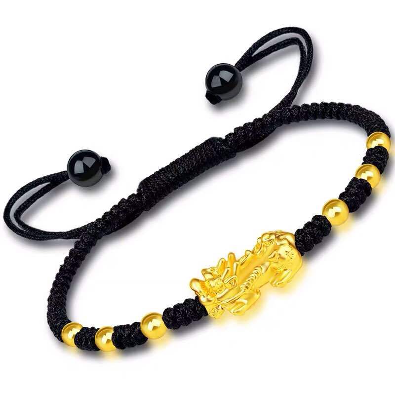 Pulsera valiente de oro y arena de Vietnam, joyería de obsidiana para hombres y mujeres