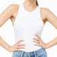 Solid Color Round Neck Sleeveless Bodysuit Women's Clothing