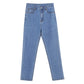 Bleached Washed High Waist Slim Straight Capris Jeans