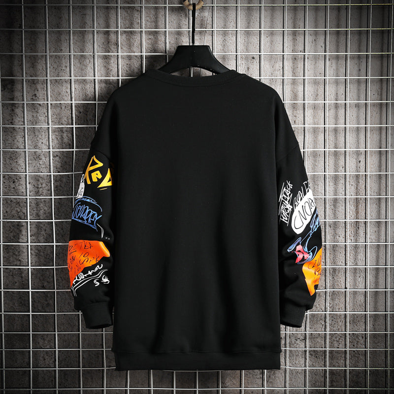 SingleRoad, sudadera de cuello redondo para hombre, Harajuku, ropa informal japonesa de gran tamaño, Sudadera con capucha negra de Hip Hop, sudaderas con capucha para hombre