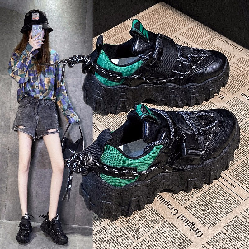 Zapatos deportivos negros informales para papá, zapatos de moda para Instagram para mujer