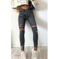 Ladies Ripped Stretch Jeans With Small Feet Ripped Jeans Women
