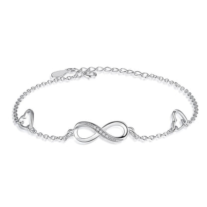 Pulseras de plata de ley 925 Infinite Love para mujer, pulseras y brazaletes ajustables para boda, joya de regalo de aniversario