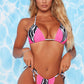 Multicolor Stitching Striped Sexy Bikini Swimsuit