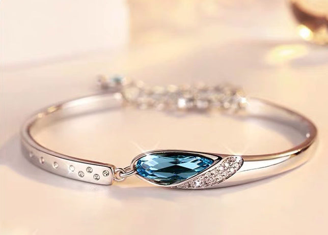 Nueva joyería de moda para mujer, circonita de cristal azul de alta calidad,