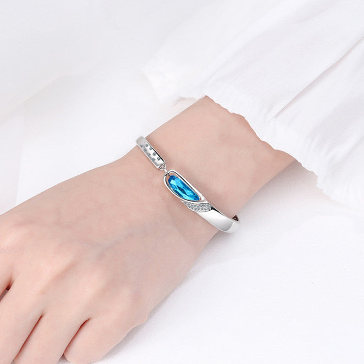 Nueva joyería de moda para mujer, circonita de cristal azul de alta calidad,