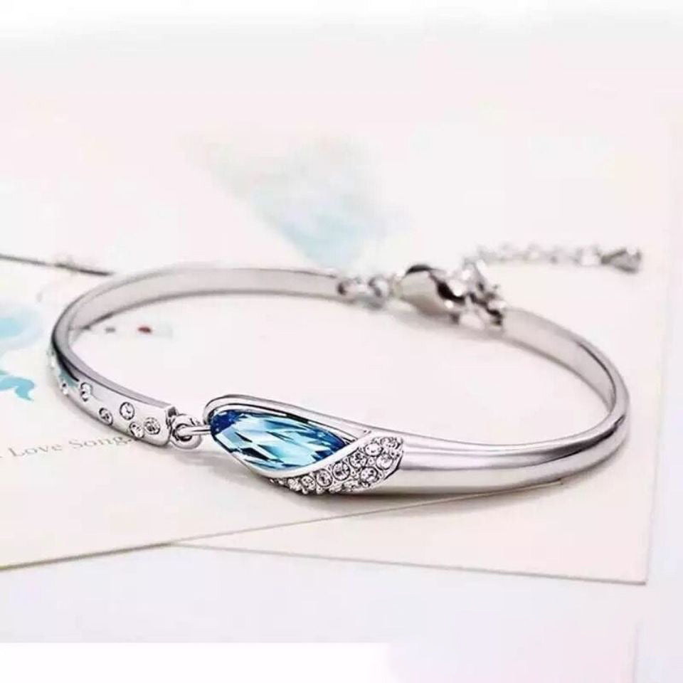 Nueva joyería de moda para mujer, circonita de cristal azul de alta calidad,