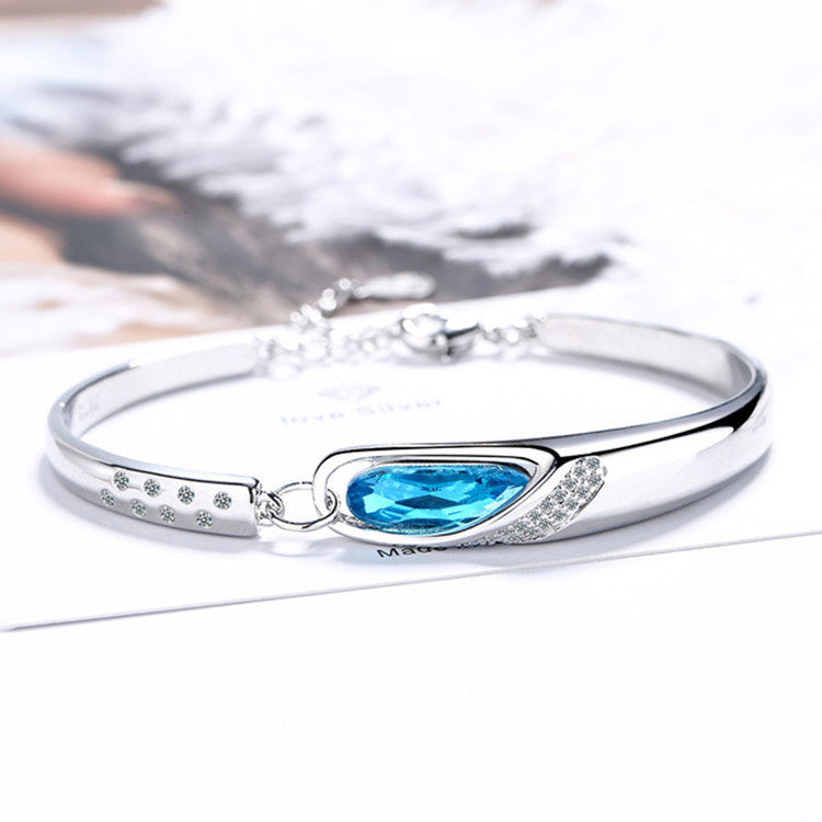 Nueva joyería de moda para mujer, circonita de cristal azul de alta calidad,