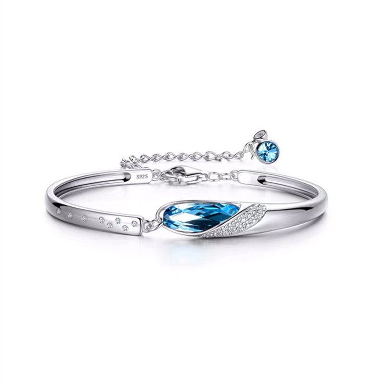 Nueva joyería de moda para mujer, circonita de cristal azul de alta calidad,