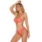 Halter Open Back Lace-Up Drawstring Ruffled Solid Color Split Swimsuit