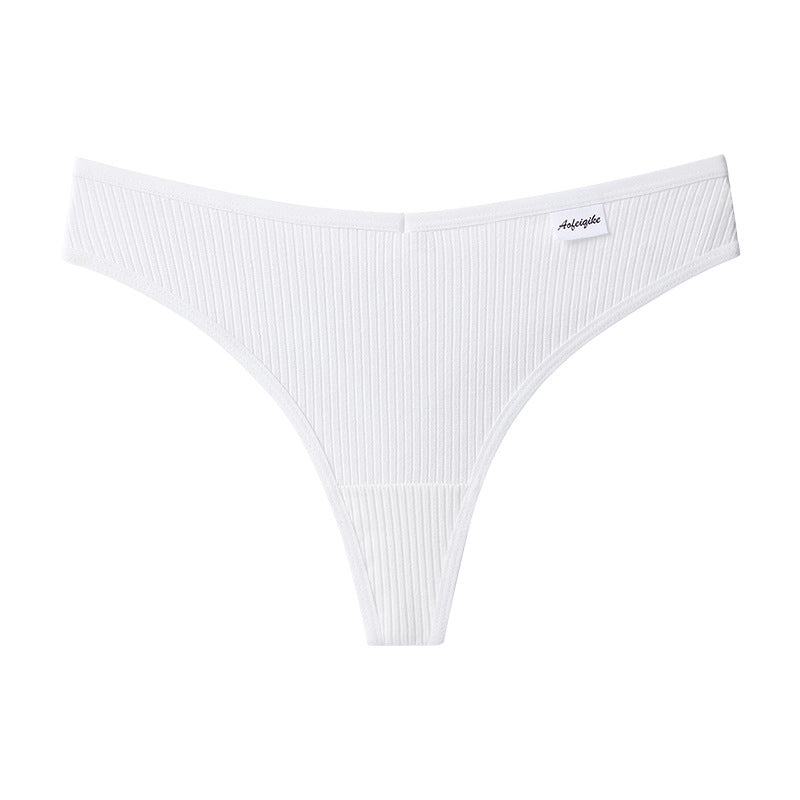 Tanga de algodón para mujer, ropa interior cómoda e informal con espalda en T, Tanga de cintura baja de Color sólido, lencería íntima