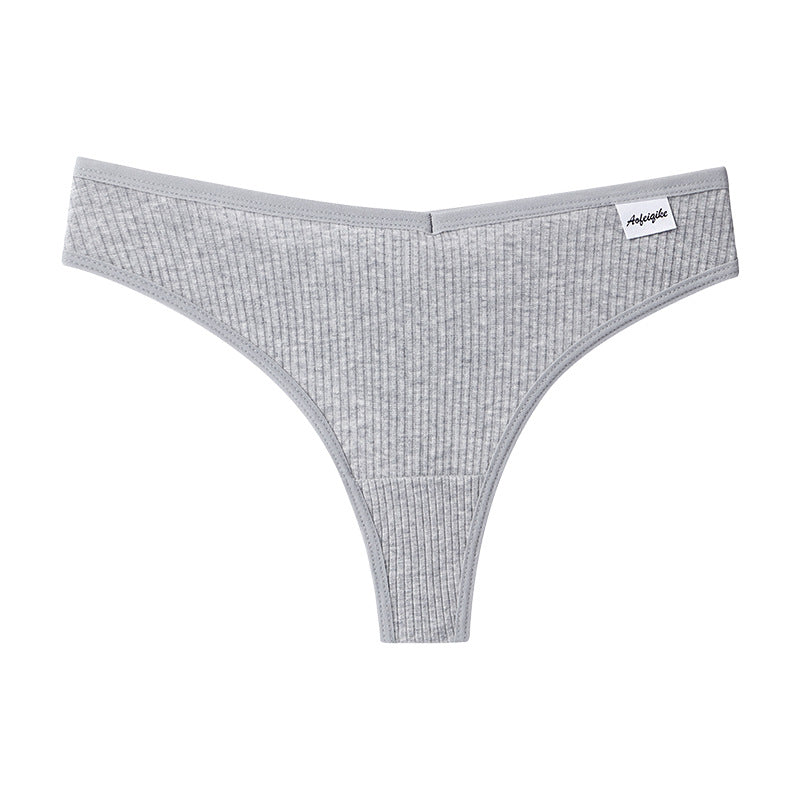 Tanga de algodón para mujer, ropa interior cómoda e informal con espalda en T, Tanga de cintura baja de Color sólido, lencería íntima