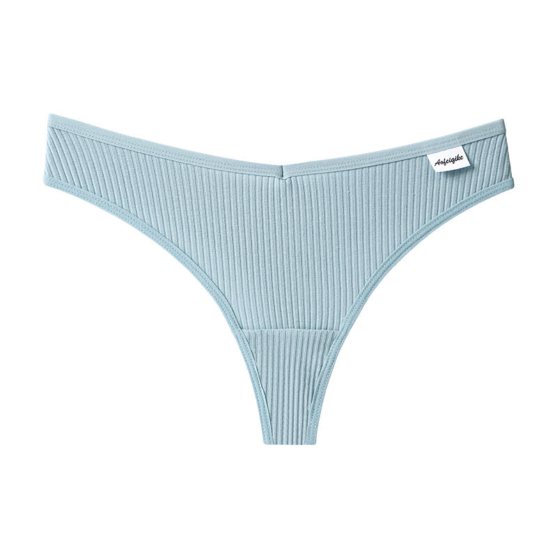 Tanga de algodón para mujer, ropa interior cómoda e informal con espalda en T, Tanga de cintura baja de Color sólido, lencería íntima