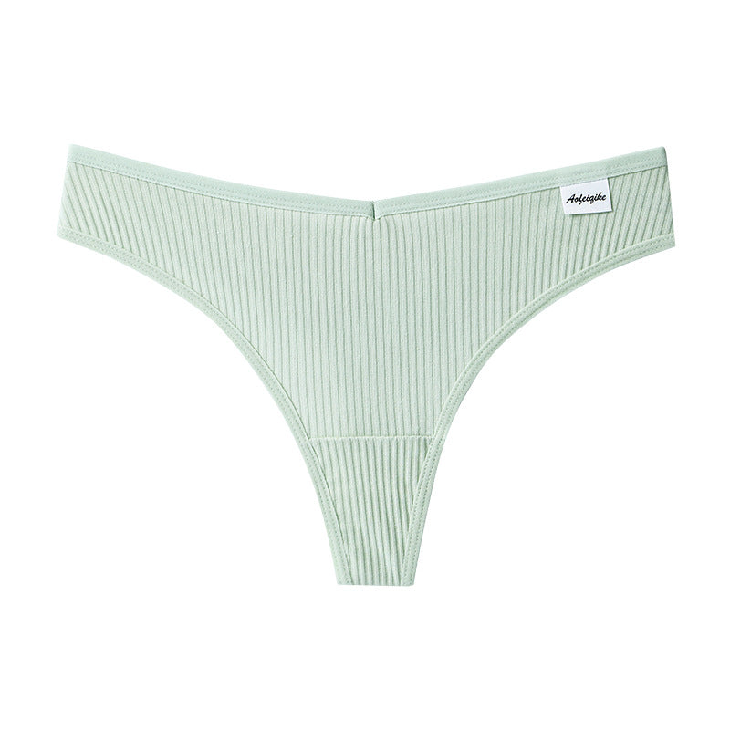 Tanga de algodón para mujer, ropa interior cómoda e informal con espalda en T, Tanga de cintura baja de Color sólido, lencería íntima