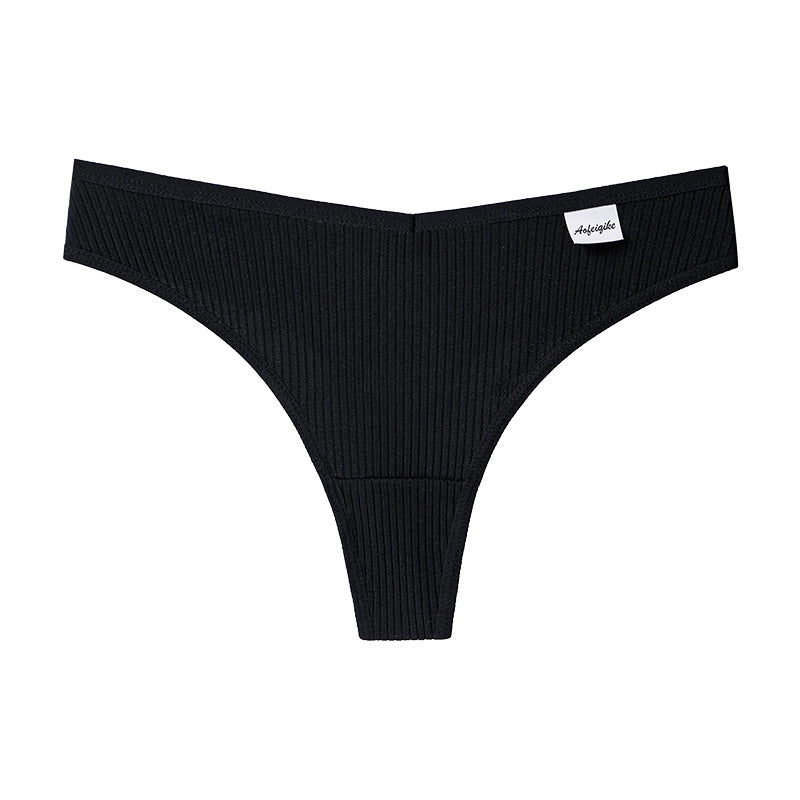 Tanga de algodón para mujer, ropa interior cómoda e informal con espalda en T, Tanga de cintura baja de Color sólido, lencería íntima