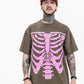 Skeleton Cashew Flower Loose Short Sleeve T-Shirt Men