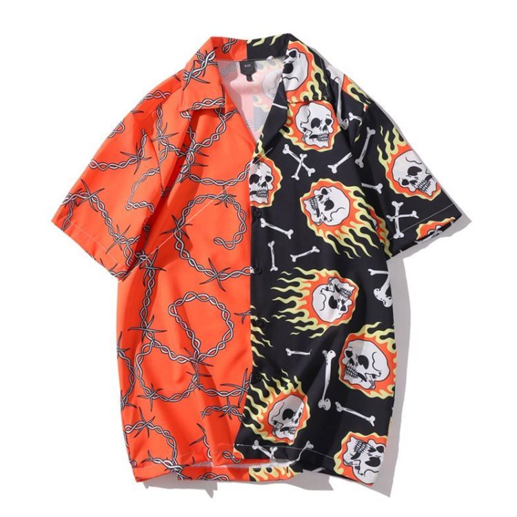 Camisas Harujuku sueltas de moda de playa para hombres