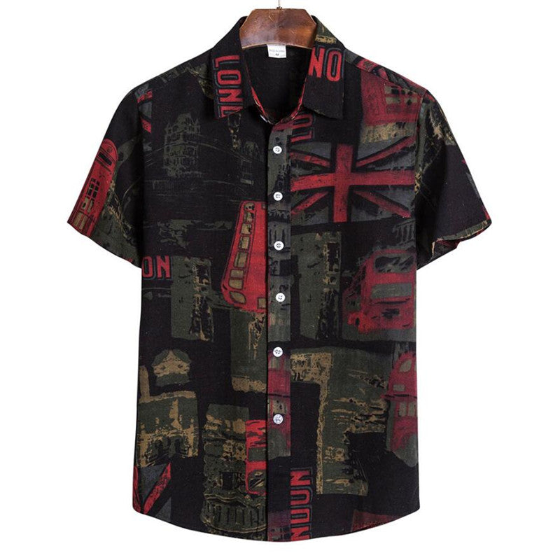 Moda de verano informal para hombre, camisa holgada de playa con estampado hawaiano de manga corta con botones Retro, camisa para hombre, novedad de verano