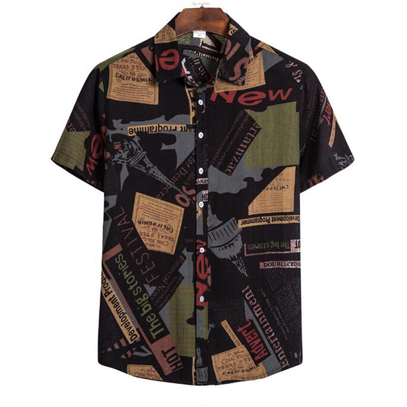 Moda de verano informal para hombre, camisa holgada de playa con estampado hawaiano de manga corta con botones Retro, camisa para hombre, novedad de verano