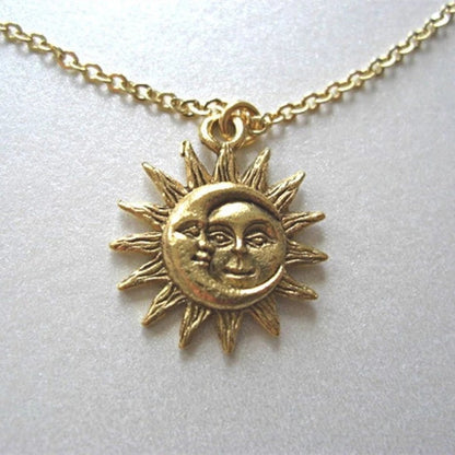 Collar con colgante de luna y sol para mujer, Gargantilla, regalo de joyería