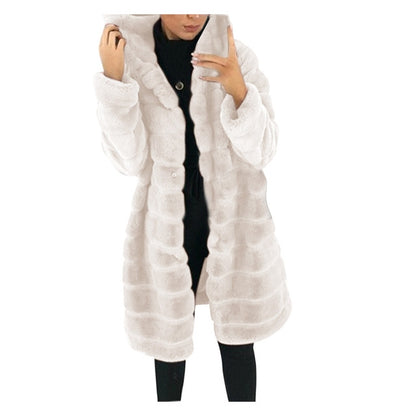 Chaqueta Invierno Blanco Grandes Chaquetas Sólidas Para Mujer Abrigo Largo