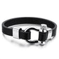 Men'S Stainless Steel Buckle Leather Life Bracelet Nautical Surfer Jewelry