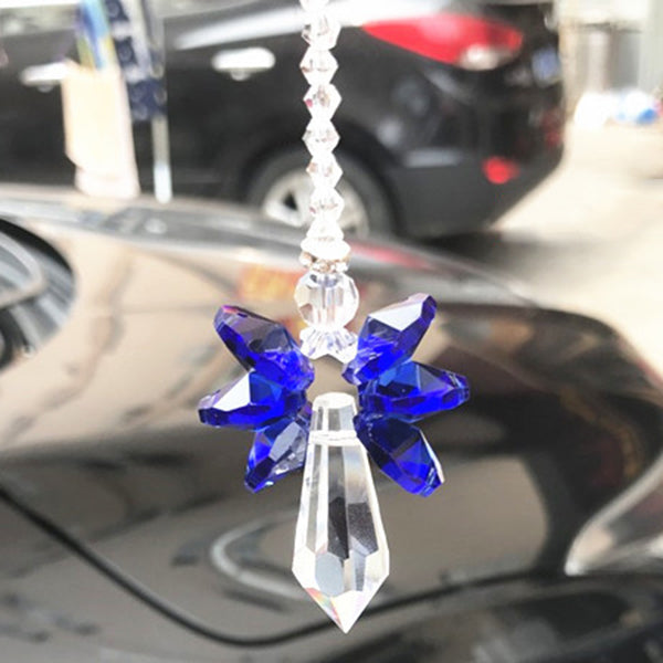 Charm para coche familiar colorido con ángel arcoíris de cristal