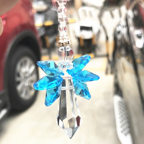 Charm para coche familiar colorido con ángel arcoíris de cristal