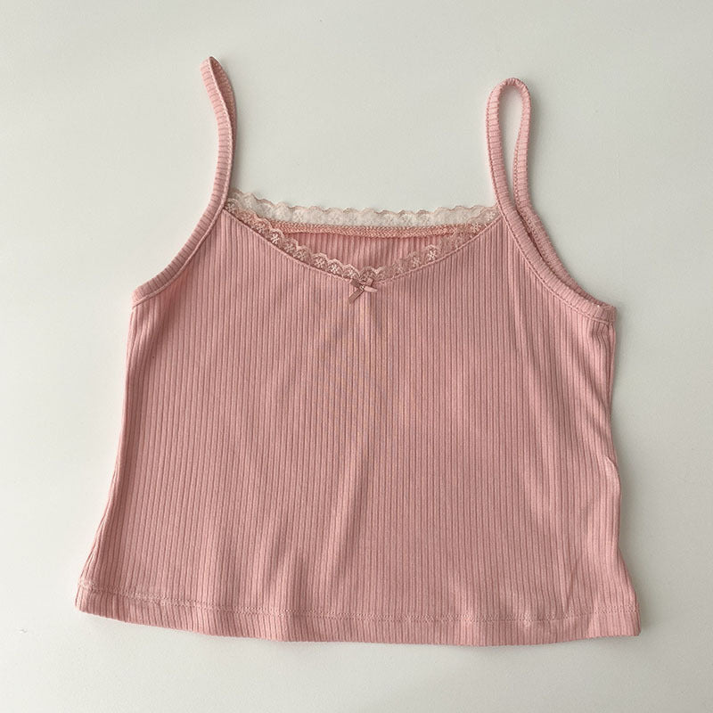 Camisole Women's Tops Summer Short Tops 2024 New Vintage Lace Slim Warm Ladies Bottoming Cute Tops For Women Camis