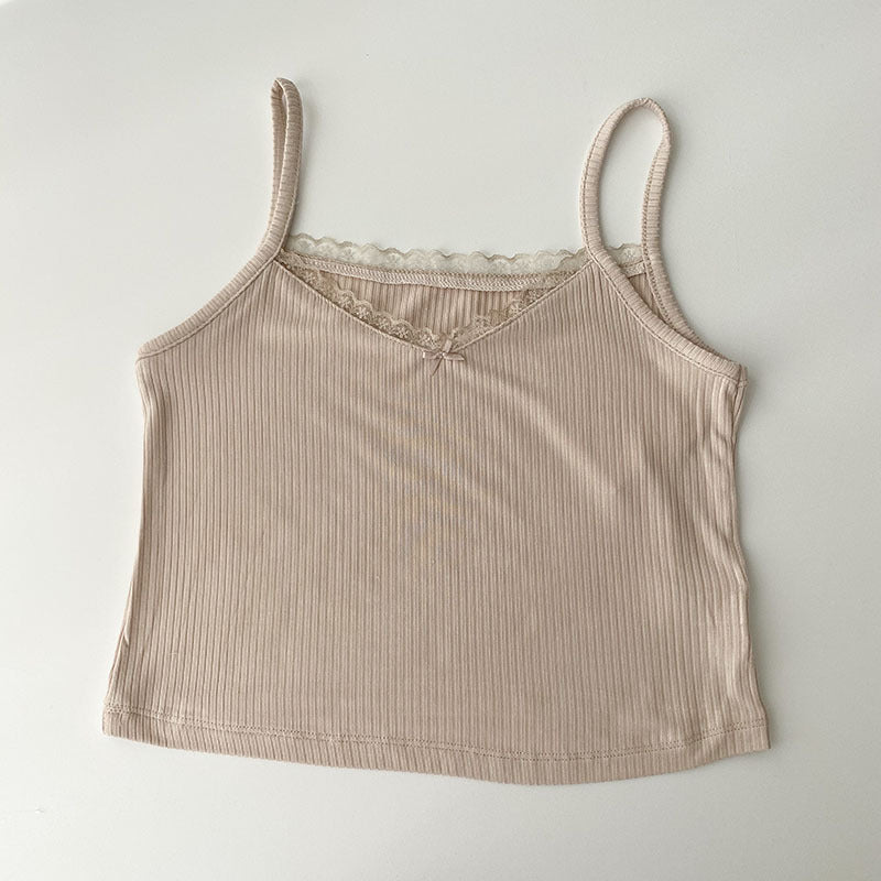 Camisole Women's Tops Summer Short Tops 2024 New Vintage Lace Slim Warm Ladies Bottoming Cute Tops For Women Camis