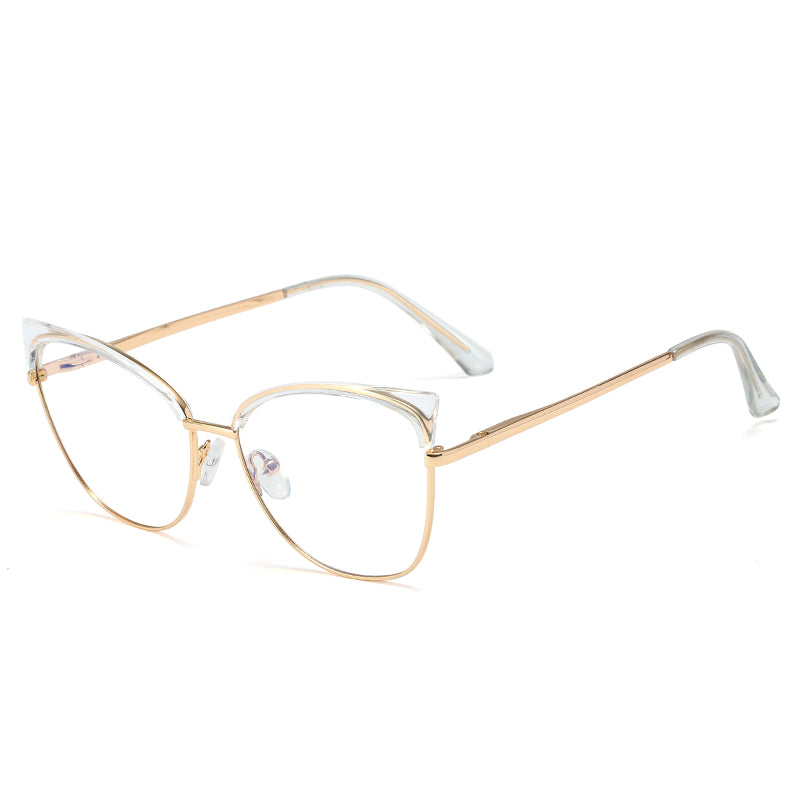 Metal Flat Mirror Women Amazon Fashion Anti-Blue Light Glasses