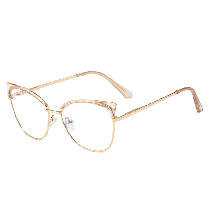 Metal Flat Mirror Women Amazon Fashion Anti-Blue Light Glasses