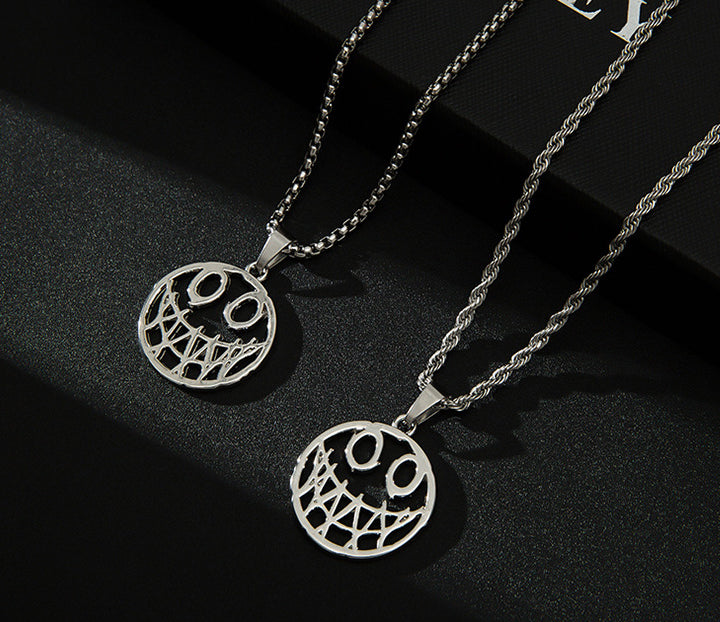 Colgante Cadena Joyería Regalo Pareja Hombres Collar Rock Hip-Hop Smiley-Face Acero Inoxidable