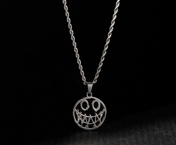 Colgante Cadena Joyería Regalo Pareja Hombres Collar Rock Hip-Hop Smiley-Face Acero Inoxidable