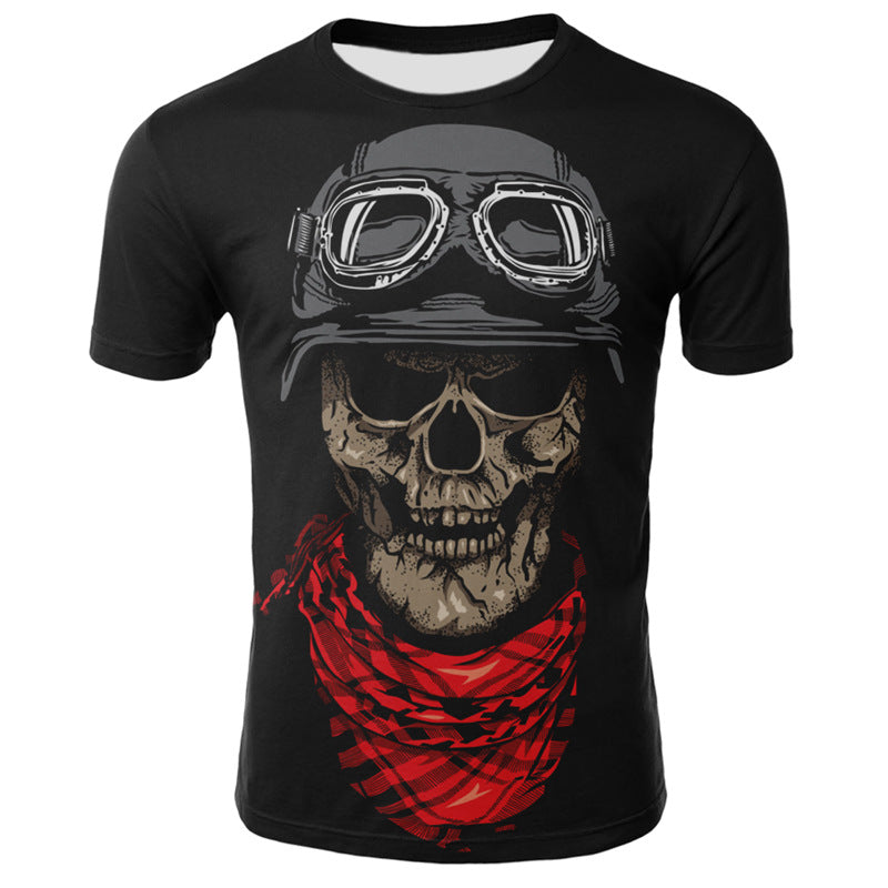 Smoking Skull 3d Digital Print T-shirt