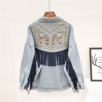 Embroidered Denim Jacket Women Loose Korean Style Wild Spring And Autumn Net Red Denim Jacket