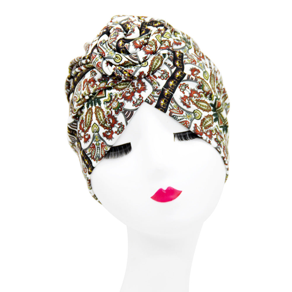 European And American Popular Retro Turban Hats African Handmade Spiral Flower Hats Bohemian Fashion Hats