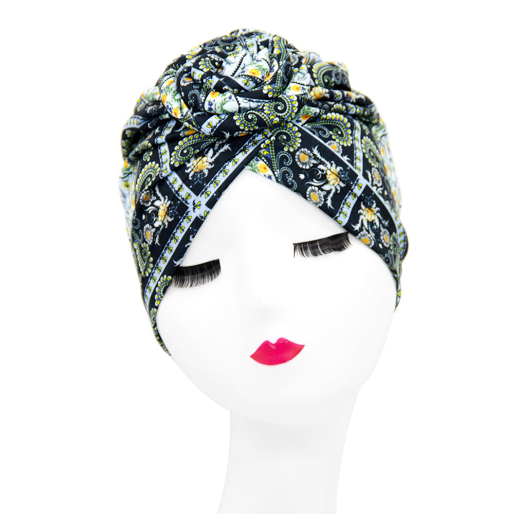 European And American Popular Retro Turban Hats African Handmade Spiral Flower Hats Bohemian Fashion Hats