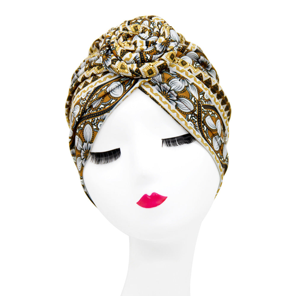 European And American Popular Retro Turban Hats African Handmade Spiral Flower Hats Bohemian Fashion Hats