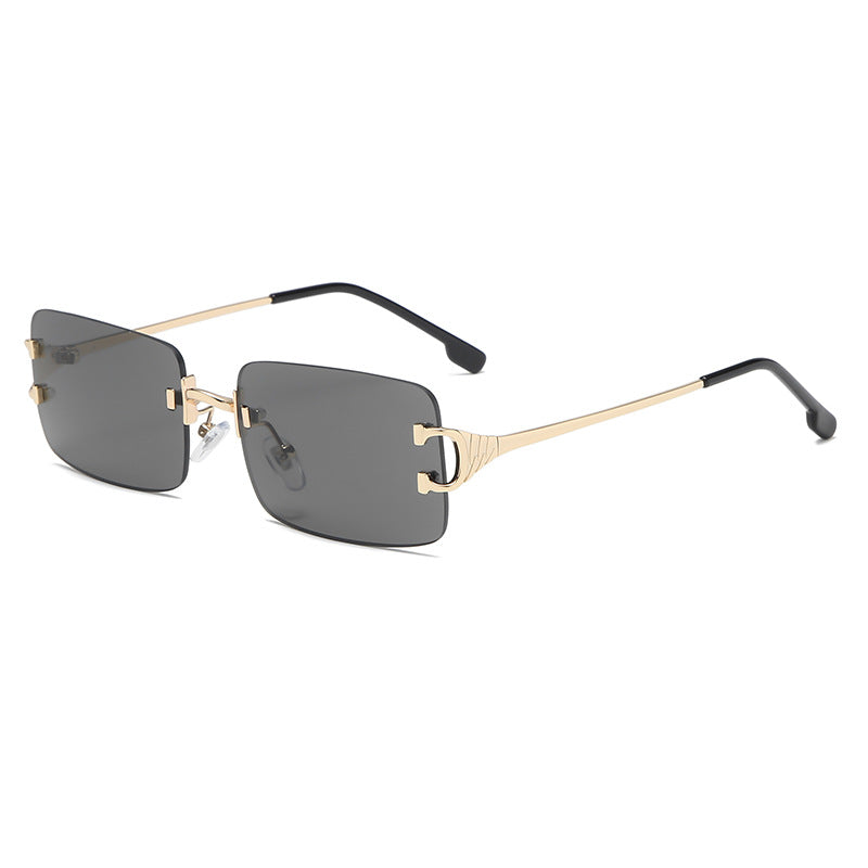 Gafas de sol retro sin montura con bordes cortados para hombres y mujeres Gafas de sol cuadradas de metal de moda Gafas de sol transfronterizas