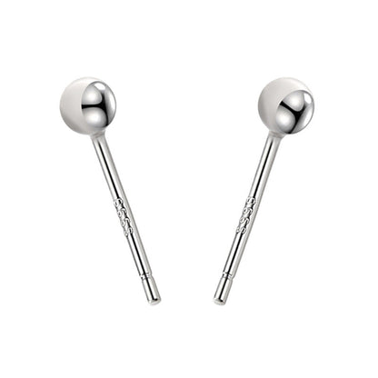 Pendientes de plata de ley S999 para hombres y mujeres, aretes de acupuntura para oreja, guisantes simples, pequeños pendientes redondos de cuentas